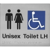 Unisex Disabled Toilet Left Hand Braille Sign Silver Plastic  SS06