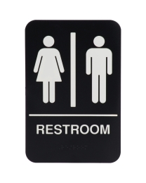 unisex braille restroom sign