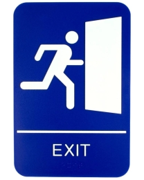 EX-BLU Blue Exit Braille Sign 225X150mm