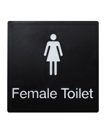 Female Toilet Braille Sign Silver Plastic BCA Code Australian Compliance SS02 