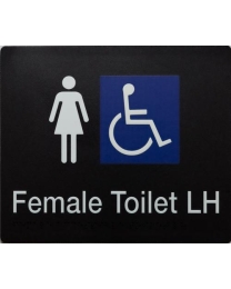 Female Disable Left Hand Toilet Sign SS09-LH (210 x 180 mm)