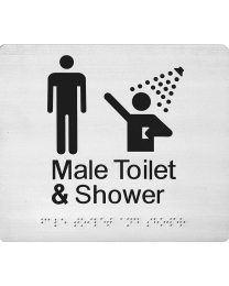 SP12J Male Toilet & Shower Stainless Steel Braille Sign