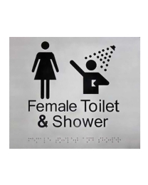 SP13J Female Toilet & Shower Stainless Steel Braille Sign