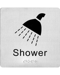 SP18J Shower Stainless Steel Braille Sign