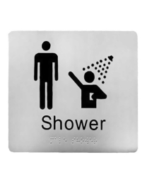 SP19J Male Shower Stainless Steel Braille Sign