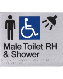SS14RH Silver Plastic Male Disabled Toilet & Shower Sign R Hand
