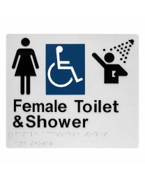 Female Disable Toilet & Shower Braille Toilet Sign SS15 (210 x 180 mm)