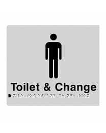 Silver Plastic Male Toilet & Change Room Braille Sign SS34 