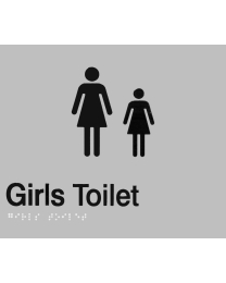 SS46 Silver Plastic Girls Toilet Braille Sign