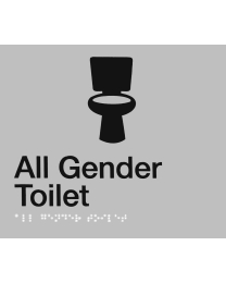 SS47 Silver Plastic All Gender Toilet Braille Sign