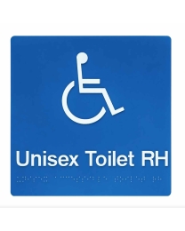 Disabled Toilet Right Hand Blue Plastic Braille Sign Raised Icons Text SV03-RH 