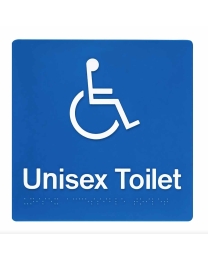 Unisex Disabled Toilet Blue Plastic Braille Sign BCA Australian Compliance SV03 
