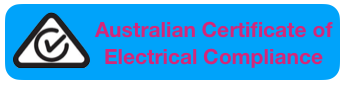 Vortex Jet Oz Jet Hand Dryer VX2006 Commercial Grade White, Australian Certificate of Electrical Compliance logo